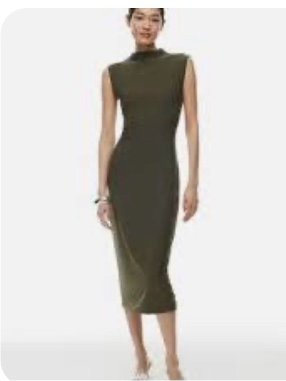 Michael Stars Olive Sleeveless Midi Sheath Dress